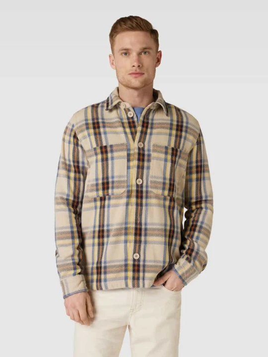 Zdjęcie produktu Kurtka koszulowa o kroju regular fit z nakładanymi kieszeniami na piersi KnowledgeCotton Apparel Średniobrązowy