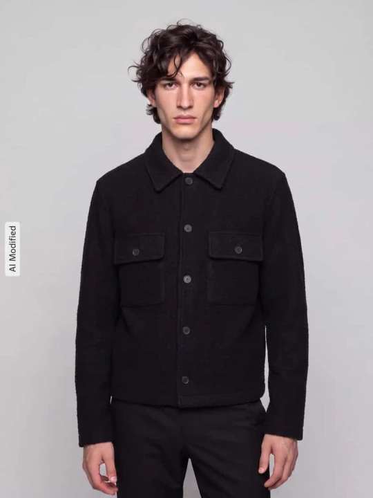 Zdjęcie produktu Kurtka koszulowa o kroju regular fit z czystej wełny model 'NEALY' Selected Czarny