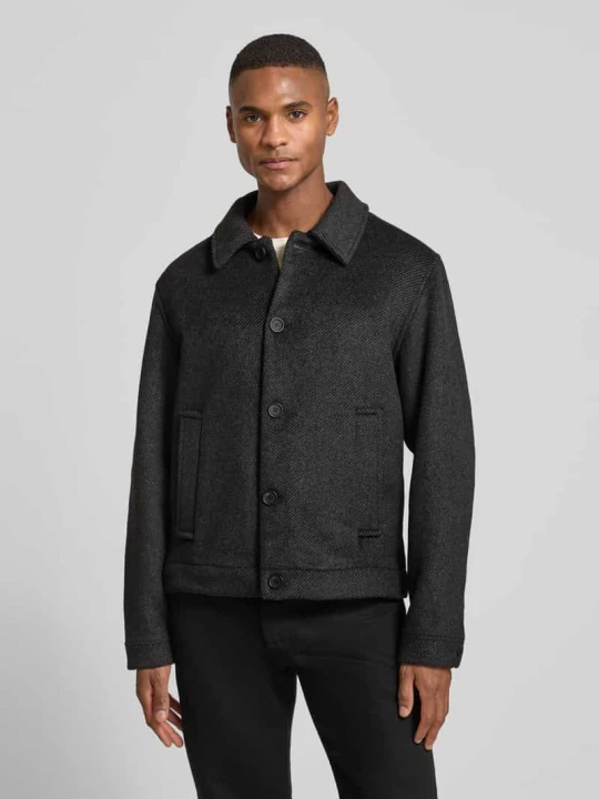 Zdjęcie produktu Kurtka koszulowa z wykładanym kołnierzem i listwą guzikową Jack&Jones Ciemnoszary melanż