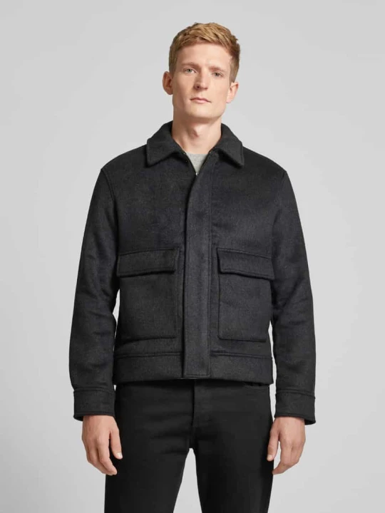 Zdjęcie produktu Kurtka koszulowa z wykładanym kołnierzem Jake*s Antracytowy melanż