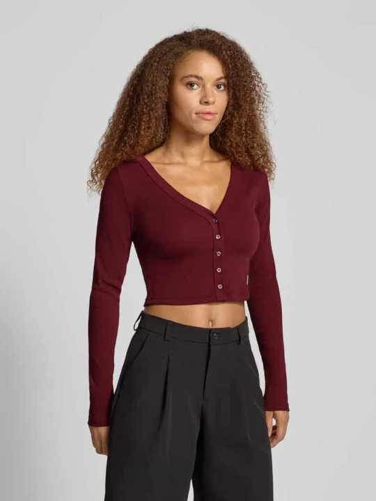 Zdjęcie produktu Kurtka krótka z dzianiny z listwą guzikową Calvin Klein Jeans Bordowy