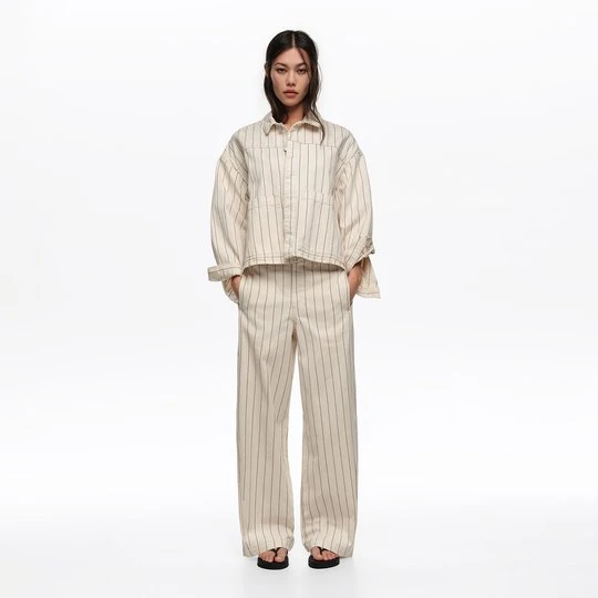 Zdjęcie produktu Kurtka litera A denim paski złamana biel BIMBA Y LOLA OFF WHITE