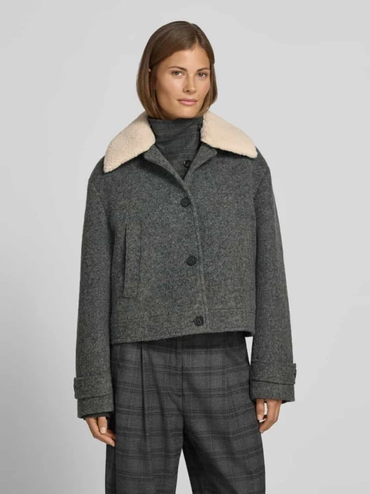 Zdjęcie produktu Kurtka lotnicza z odpinanym kołnierzem z pluszu Style Icon Collection Średnioszary melanż