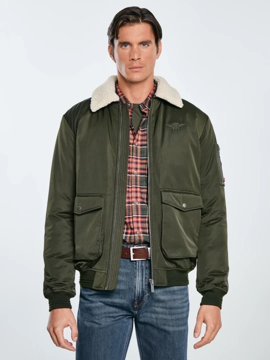 Zdjęcie produktu kurtka męska bomber z kożuszkiem khaki getnew 303 Big Star ZIELONY