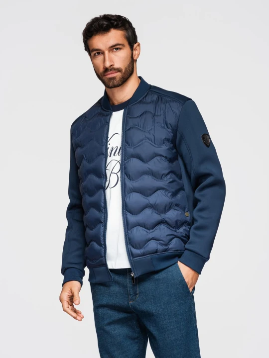 Zdjęcie produktu Kurtka męska bomberka z pikowanym wzorem – granatowa V2 Ombre Clothing