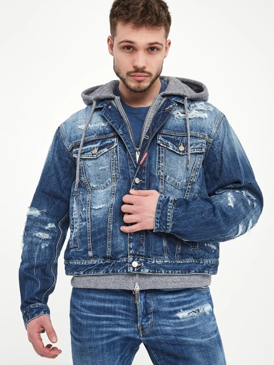 Zdjęcie produktu Kurtka męska jeansowa z kapturem DSQUARED2