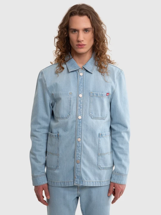 Zdjęcie produktu kurtka męska jeansowa z linii authentic jasnoniebieska workwear 253 Big Star NIEBIESKI