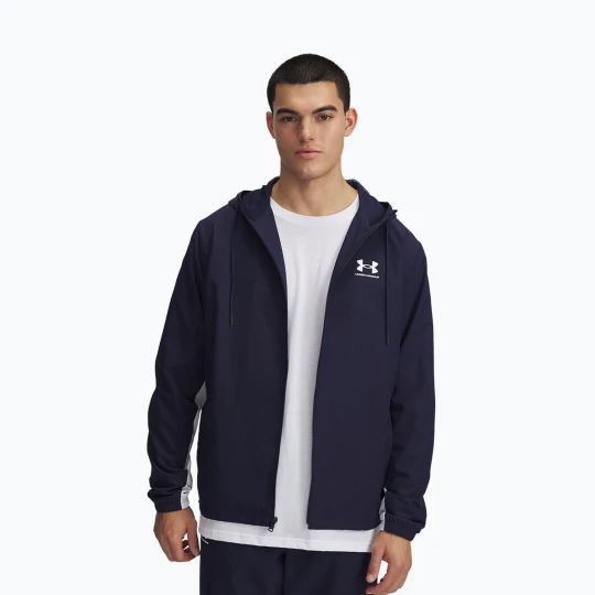 Zdjęcie produktu Kurtka męska Under Armour Rival Woven Windbreaker midnight navy / midnight navy / white Granatowy