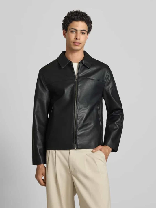 Zdjęcie produktu Kurtka o kroju regular fit w skórzanym wyglądzie model 'JACK' Only & Sons Czarny