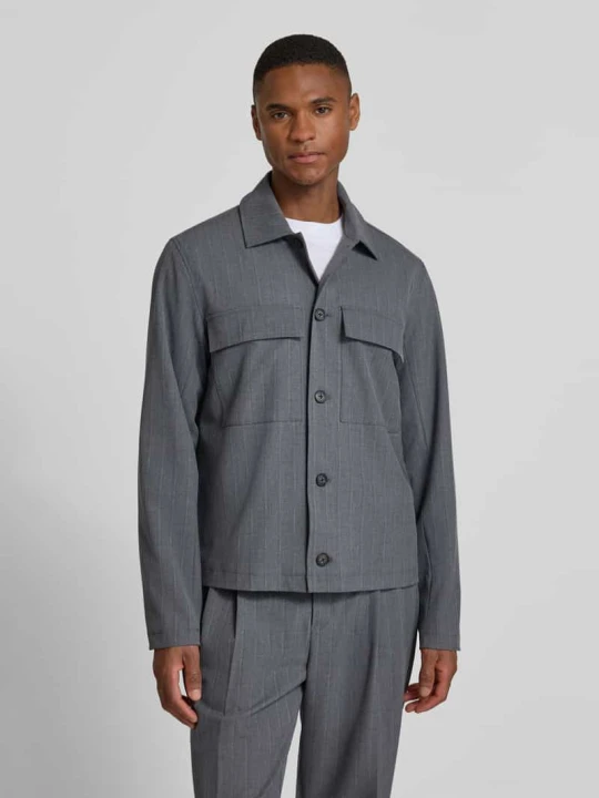 Zdjęcie produktu Kurtka koszulowa o kroju regular fit z dodatkiem wiskozy model 'Grahn' Casual Friday Ciemnoszary melanż