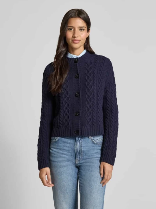 Zdjęcie produktu Kurtka o kroju regular fit z dzianiny z czystej wełny model ‘ABITO’ Weekend Max Mara Granatowy