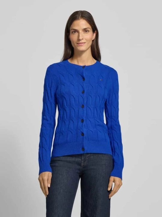 Zdjęcie produktu Regular Fit kardigan z czystej wełny z warkoczowym wzorem Tommy Hilfiger Królewski niebieski