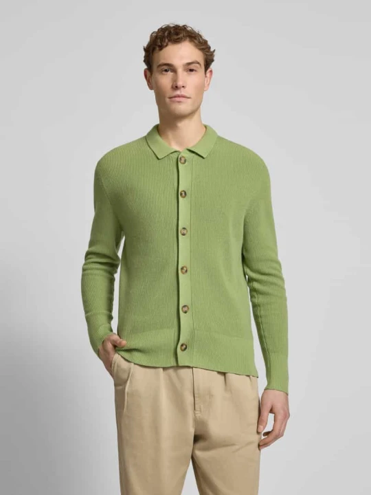 Zdjęcie produktu Kardigan rozpinany krój regular fit z domieszką kaszmiru FTC Cashmere Zielony