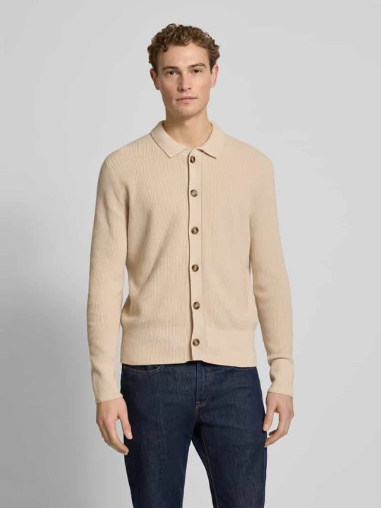 Zdjęcie produktu Kardigan rozpinany krój regular fit z domieszką kaszmiru FTC Cashmere Beżowy