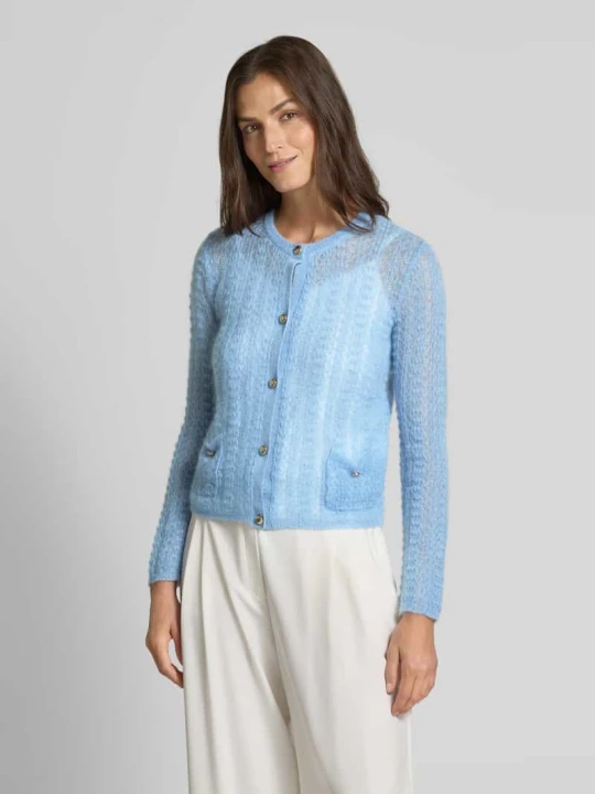 Zdjęcie produktu Kurtka o kroju regular fit z dzianiny z mieszanki moheru i wełny model ‘GOLIA’ Max Mara Jasnoniebieski