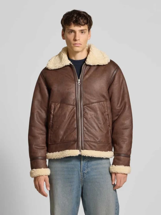 Zdjęcie produktu Kurtka o kroju regular fit z imitacji skóry model ‘Liverpool’ Jack&Jones Ciemnobrązowy