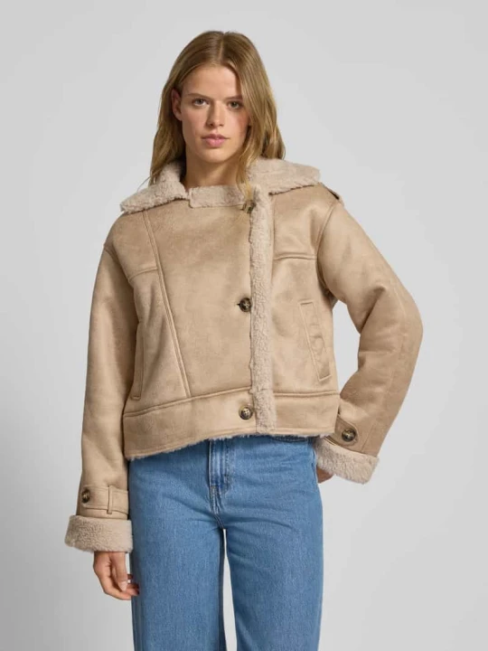 Zdjęcie produktu Kurtka o kroju regular fit z imitacji skóry welurowej model ‘YLVA’ Only Piaskowy melanż