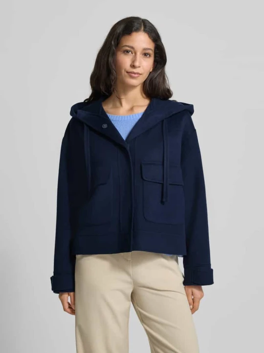 Zdjęcie produktu Kurtka o kroju regular fit z kapturem z mieszanki wełny model ‘GARY’ Weekend Max Mara Granatowy