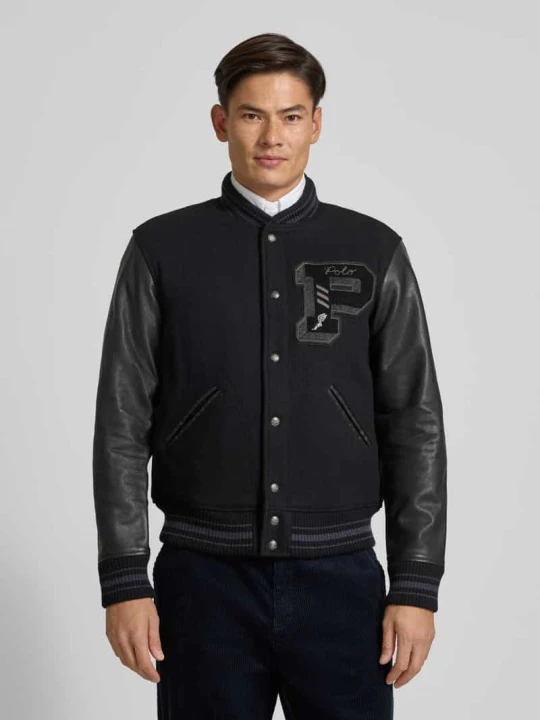 Zdjęcie produktu Kurtka o kroju regular fit z mieszanki cielęcej skóry model ‘BROKEN’ Polo Ralph Lauren Czarny