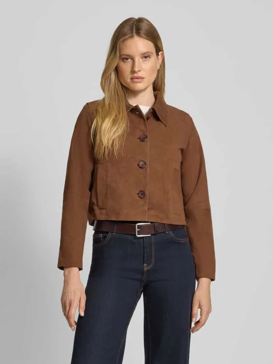 Zdjęcie produktu Kurtka o kroju regular fit z naturalnej skóry koziej welurowej model ‘Petra’ My Essential Wardrobe Koniakowy