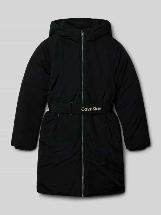 Zdjęcie produktu Krótki płaszcz o kroju regular fit z wyhaftowanym logo, model „Belted” Calvin Klein Jeans Czarny