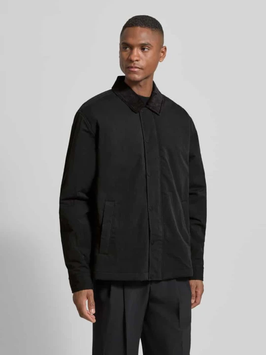 Zdjęcie produktu Kurtka w kroju regular fit ze sztruksowym kołnierzem Model 'LEIDON-ZIP_M' Boss Czarny