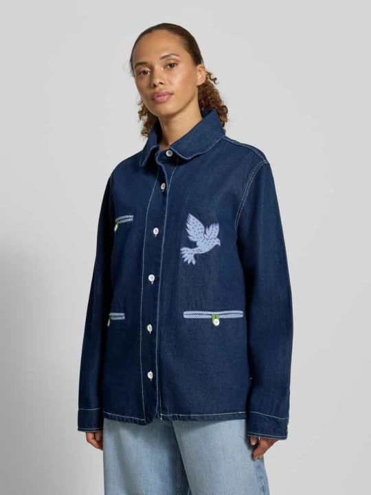 Zdjęcie produktu Kurtka o kroju relaxed fit w stylu denim Model 'Edda' Lollys Laundry Ciemnoniebieski