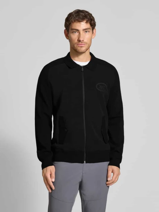 Zdjęcie produktu Kurtka o kroju relaxed fit z dzianiny z mieszanki wiskozy model ‘HOLE’ Boss Czarny