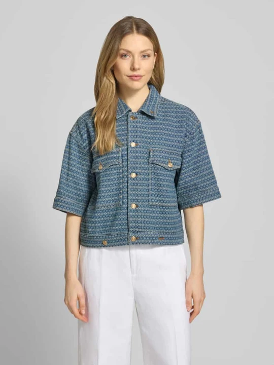 Zdjęcie produktu kurtka o kroju relaxed fit z tkaniny stylizowanej na denim z kieszeniami na piersiach model 'Ebba' MOS MOSH Niebieski