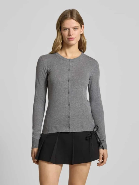 Zdjęcie produktu Kardigan rozpinany o kroju slim fit z mieszanka wiskozy Model 'NORA' Pieces Średnioszary melanż