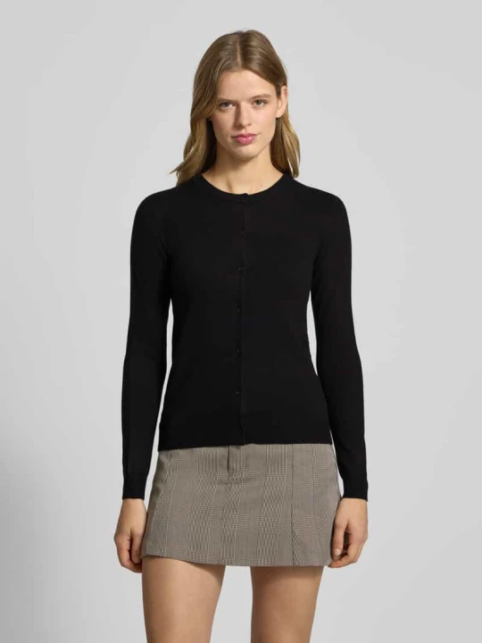 Zdjęcie produktu Kardigan rozpinany o kroju slim fit z mieszanka wiskozy Model 'NORA' Pieces czarny