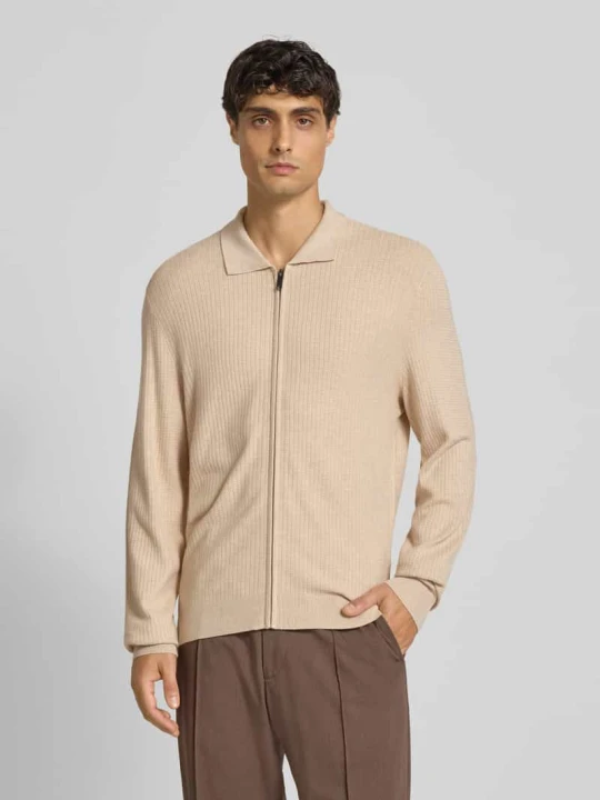 Zdjęcie produktu Kurtka o kroju slim fit z dzianiny z mieszanki wiskozy z wykładanym kołnierzem MCNEAL Piaskowy melanż