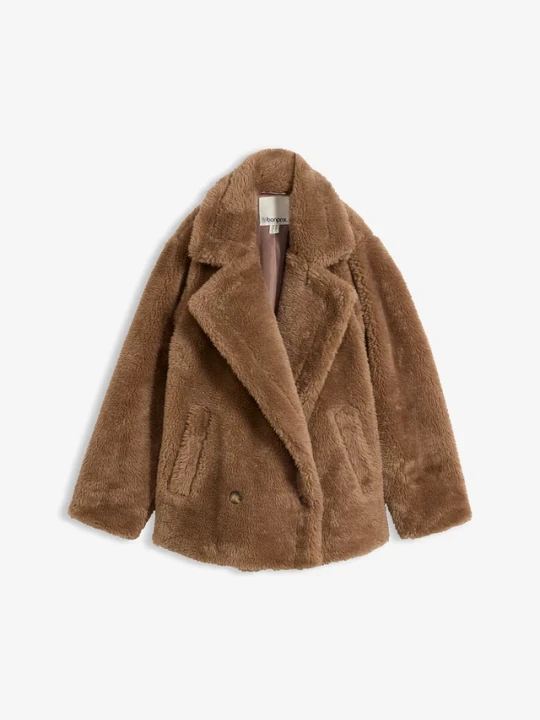 Zdjęcie produktu Kurtka oversize z polaru baranka BonPrix brązowy