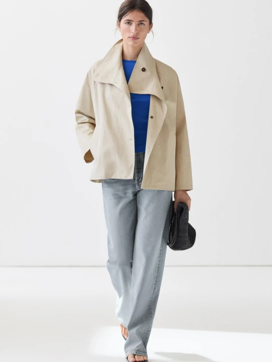 Zdjęcie produktu Kurtka-Peleryna Ze 100% Bawełny - Beżowy - Massimo Dutti - Female