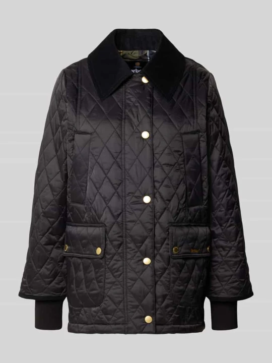 Zdjęcie produktu kurtka pikowana o kroju regular fit z aksamitnym kołnierzem model 'BEADNELL' Barbour Czarny