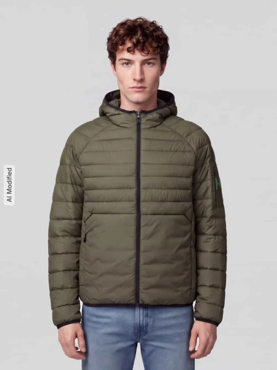 Zdjęcie produktu kurtka pikowana o kroju regular fit z kapturem model 'OW_Urbanex' Boss Ciemnozielony