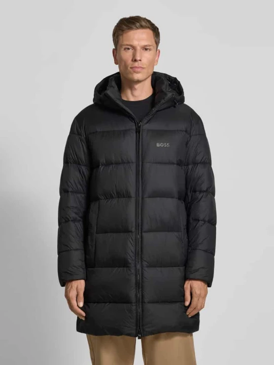 Zdjęcie produktu kurtka pikowana o kroju regular fit z nadrukiem z logo model 'CIKER' Boss Czarny