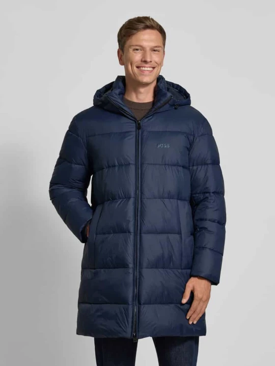 Zdjęcie produktu kurtka pikowana o kroju regular fit z nadrukiem z logo model 'CIKER' Boss Granatowy