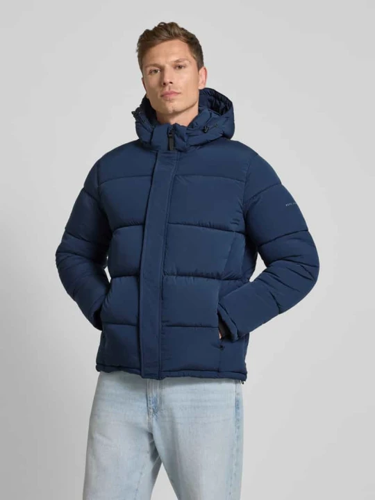 Zdjęcie produktu kurtka pikowana w kroju regular fit z odpinanym kapturem model 'JOBIAS' Pepe Jeans Granatowy