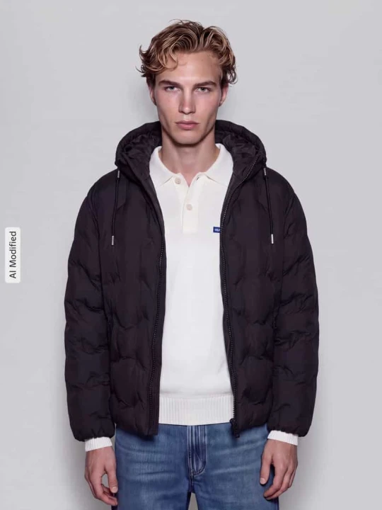 Zdjęcie produktu kurtka pikowana o kroju regular fit z troczkiem w talii model 'Barbo2641' Hugo Czarny