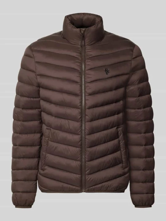 Zdjęcie produktu Kurtka pikowana o kroju regular fit z wyhaftowanym logo REVIEW Ciemnobrązowy
