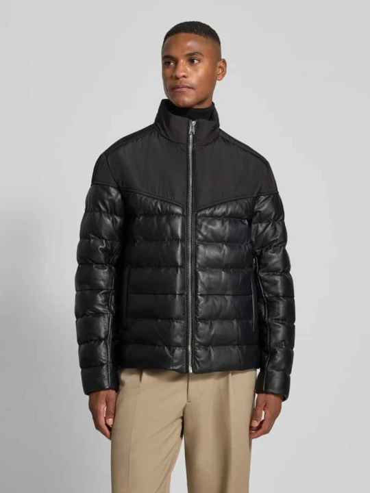Zdjęcie produktu Kurtka pikowana o kroju regular fit ze skóry jagnięcej model „MERSINO 1” Boss Czarny