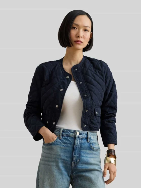 Zdjęcie produktu Kurtka pikowana o krótkim kroju z kieszeniami z patką model 'CENWAY' Lauren Ralph Lauren Granatowy