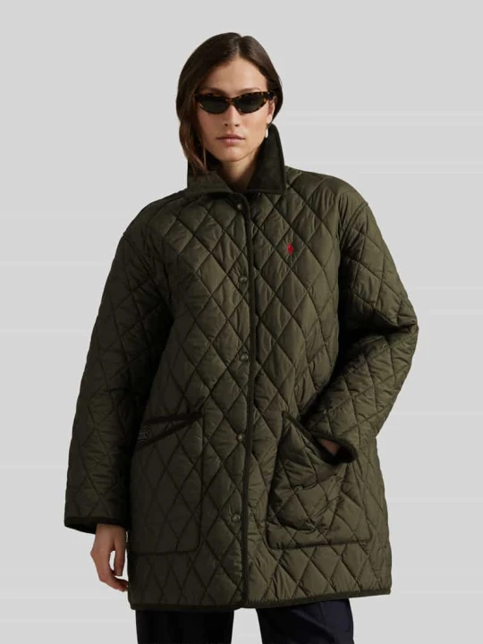 Zdjęcie produktu Kurtka pikowana o luźnym kroju z wyhaftowanym logo Polo Ralph Lauren Ciemnozielony