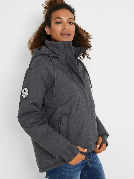 Zdjęcie produktu Kurtka pikowana outdoorowa oversized, z materiału odpychającego wodę BonPrix szary