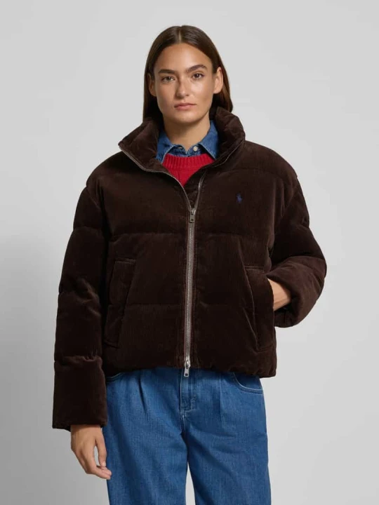 Zdjęcie produktu Kurtka w stylu puffer z sztruksu ze stójką i wyhaftowanym logo Polo Ralph Lauren Ciemnobrązowy