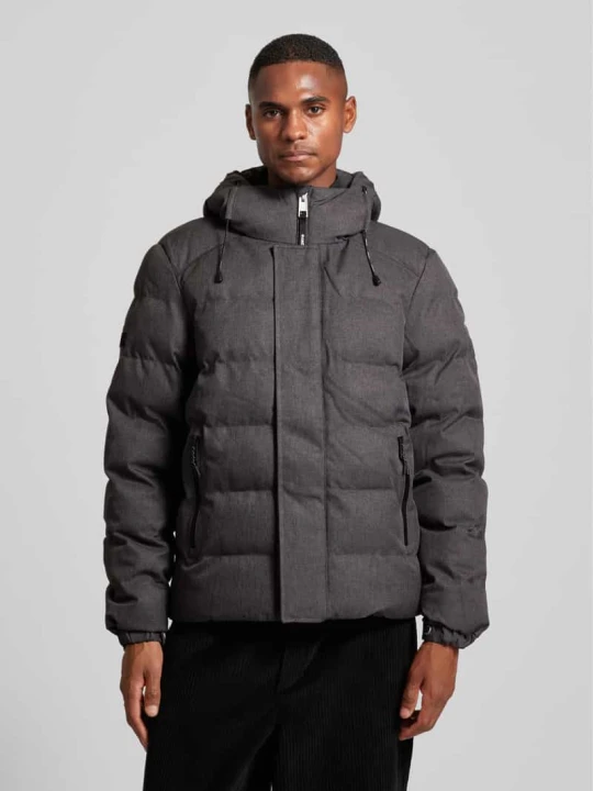 Zdjęcie produktu Kurtka pikowana z detalami z logo Superdry Antracytowy melanż