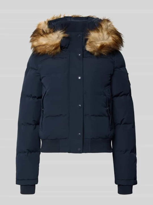 Zdjęcie produktu Kurtka pikowana z kapturem i sztuczne futro model 'EVEREST BOMBER' Superdry Granatowy