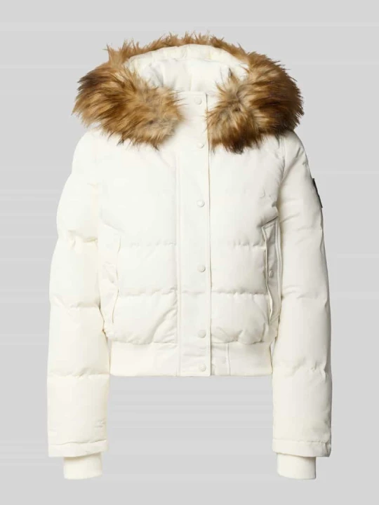 Zdjęcie produktu Kurtka pikowana z kapturem i sztuczne futro model 'EVEREST BOMBER' Superdry Złamany biały