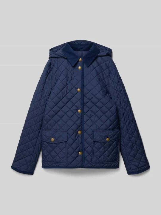 Zdjęcie produktu kurtka pikowana z kapturem i wyhaftowanym logo Polo Ralph Lauren Granatowy